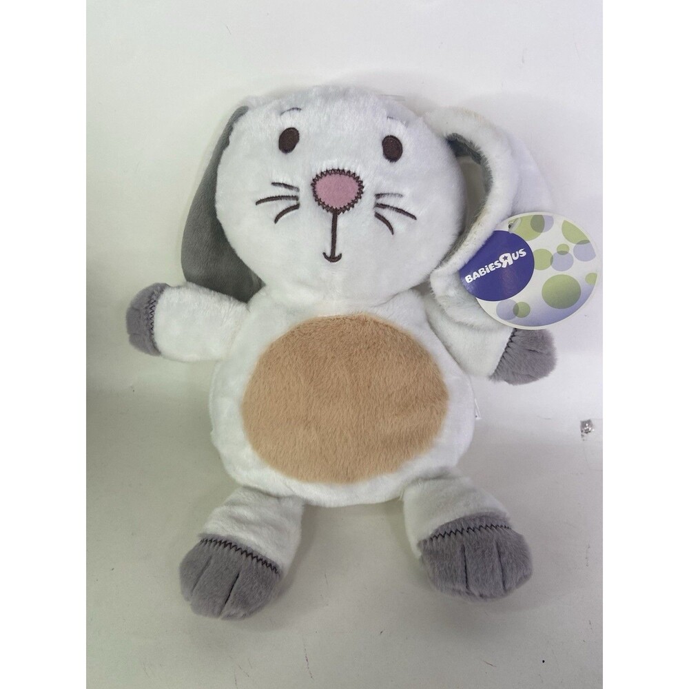 Babies R Us White Gray Tan Tummy Bunny Rabbit Plush Stuffed Animal Toy 2013